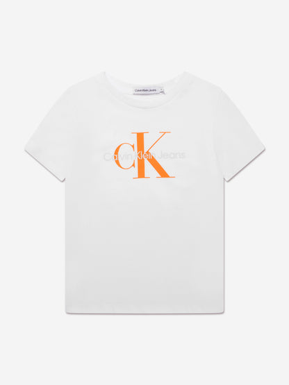 Calvin Klein Kids Monogram Logo T-Shirt in White