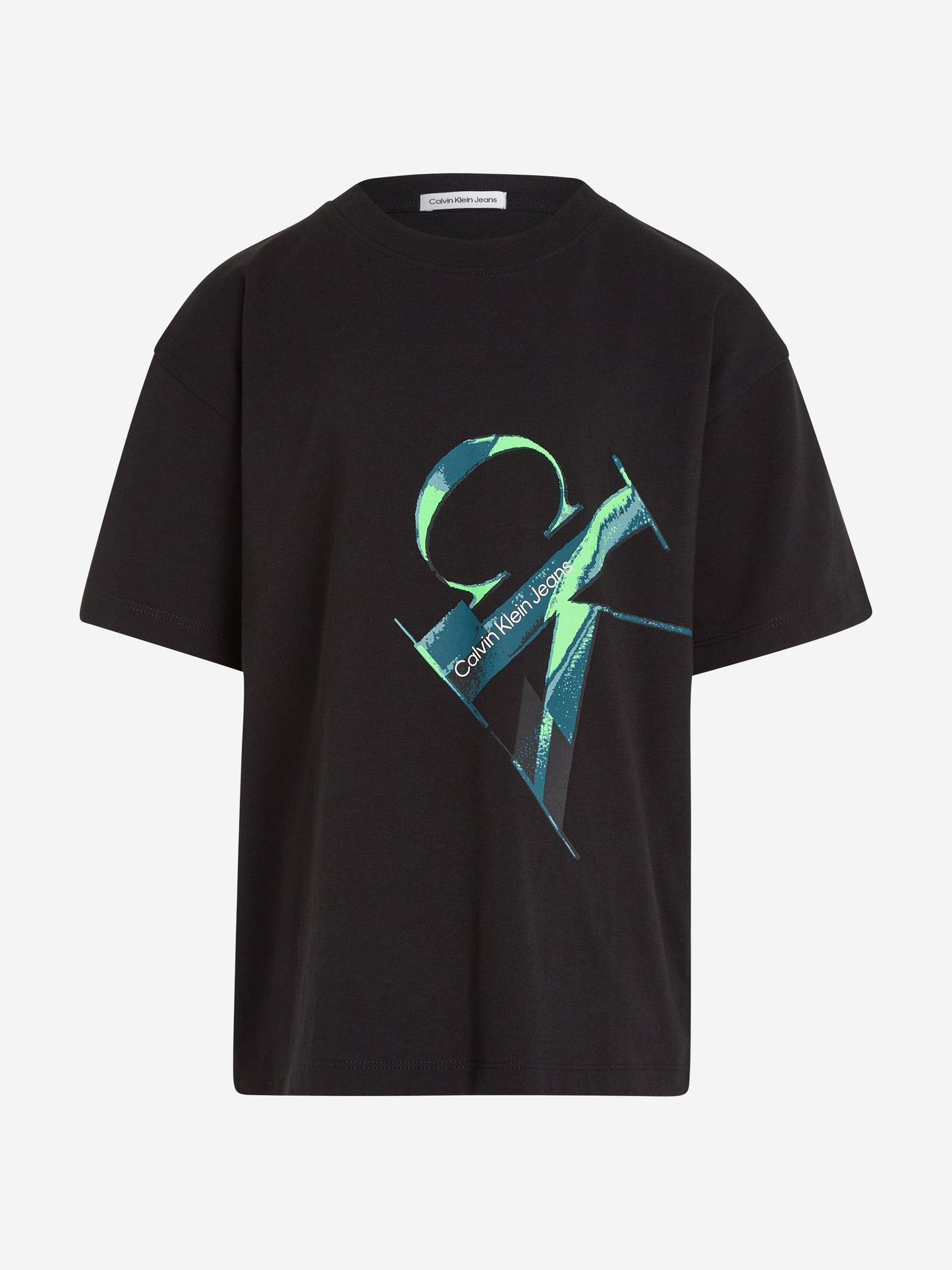 Calvin Klein Boys Hyper Real Monogram T-Shirt in Black
