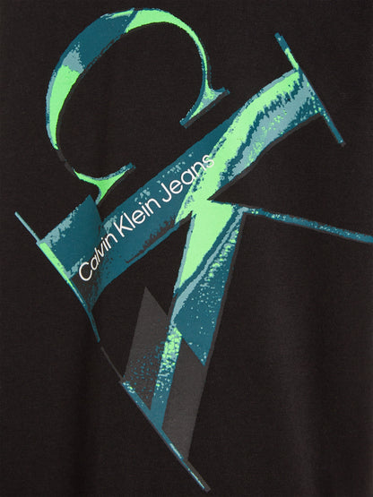 Calvin Klein Boys Hyper Real Monogram T-Shirt in Black