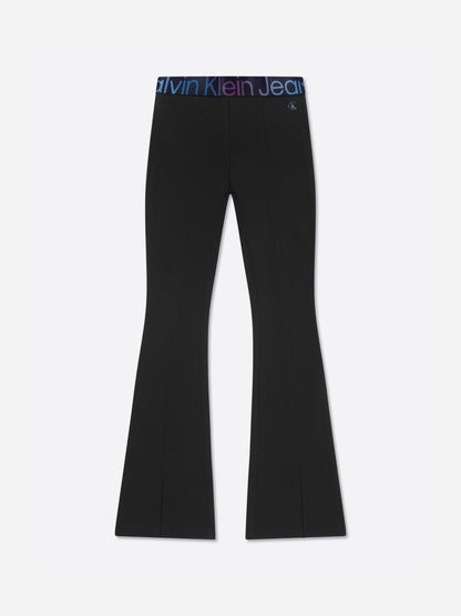 Calvin Klein Girls Punto Tape Flare Pants in Black