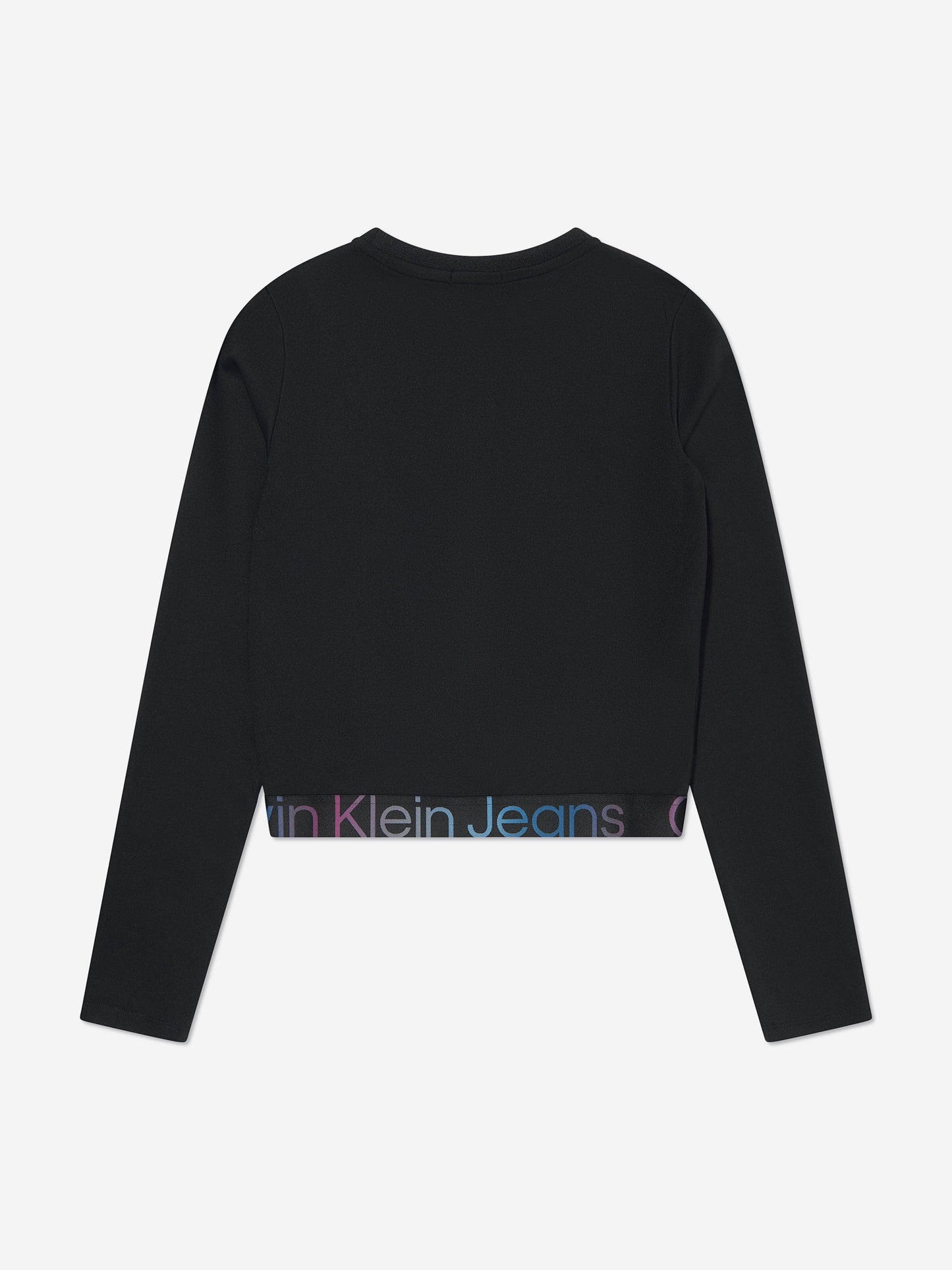 Calvin Klein Girls Punto Tape Long Sleeve Top in Black