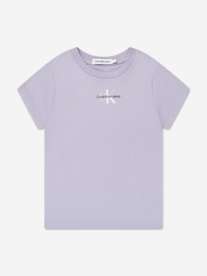 Calvin Klein Girls Micro Monogram T-Shirt in Lilac