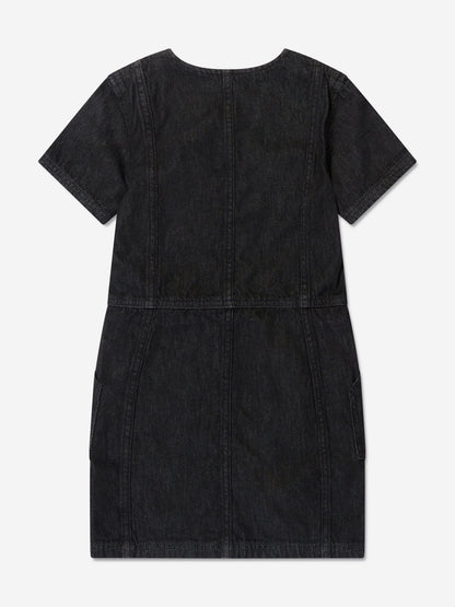 Calvin Klein Girls Denim Workwear Dress in Black