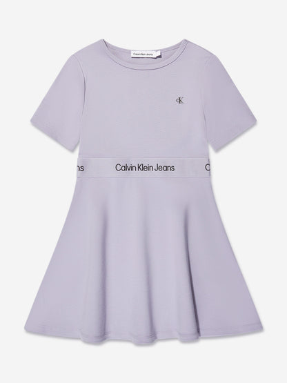 Calvin Klein Girls Punto Tape Dress in Lilac