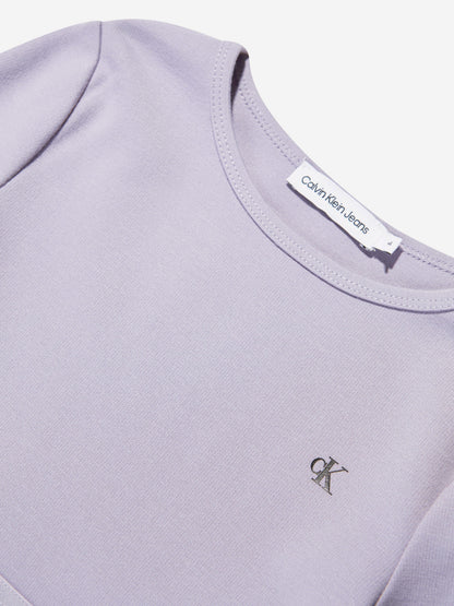 Calvin Klein Girls Punto Tape Dress in Lilac