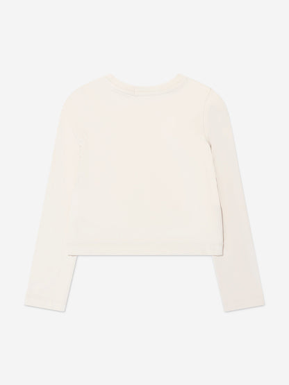 Calvin Klein Girls Monogram Off Placed T-Shirt in Beige