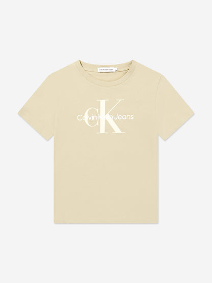 Calvin Klein Kids Monogram Logo T-Shirt in Green