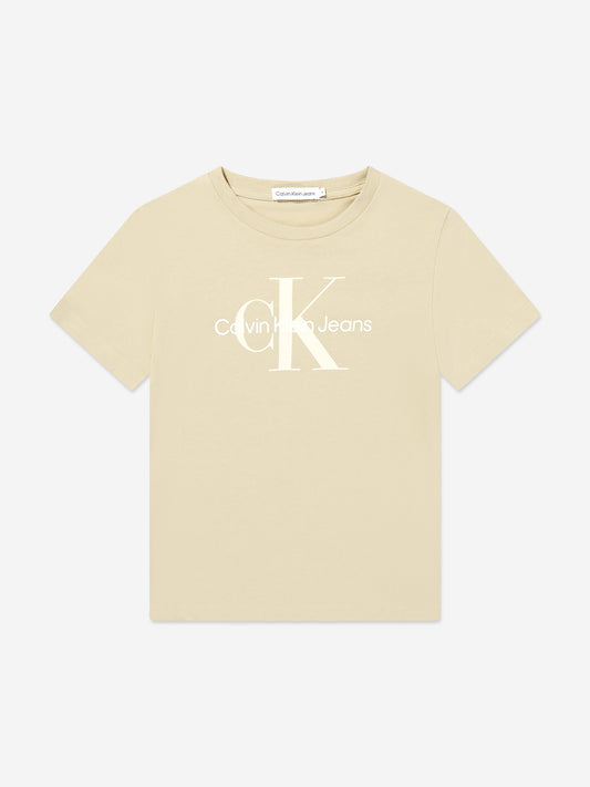 Calvin Klein Kids Monogram Logo T-Shirt in Green