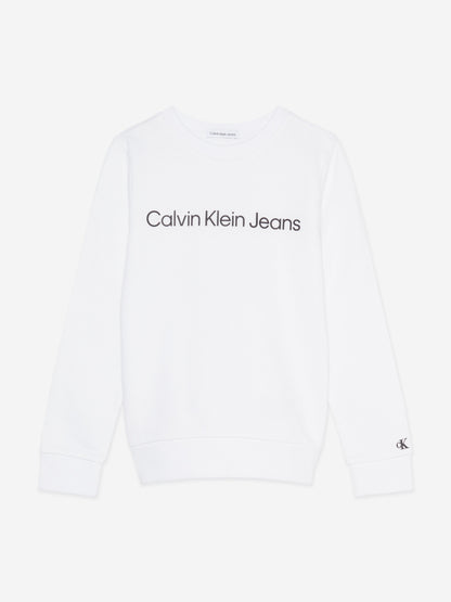 Calvin Klein Kids Logo Sweatshirt in White