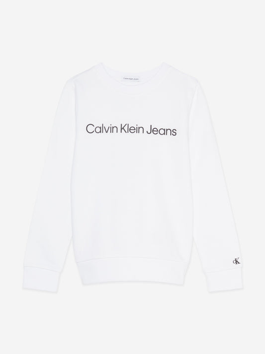 Calvin Klein Kids Logo Sweatshirt in White
