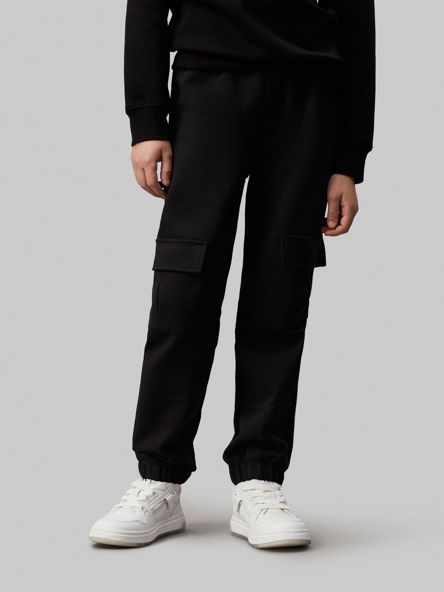 Calvin Klein Boys Tape Relaxed Cargo Pants in Black