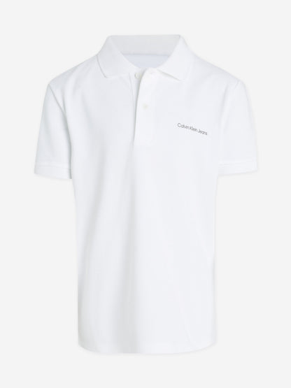Calvin Klein Boys Minimalistic Logo Polo Shirt in White