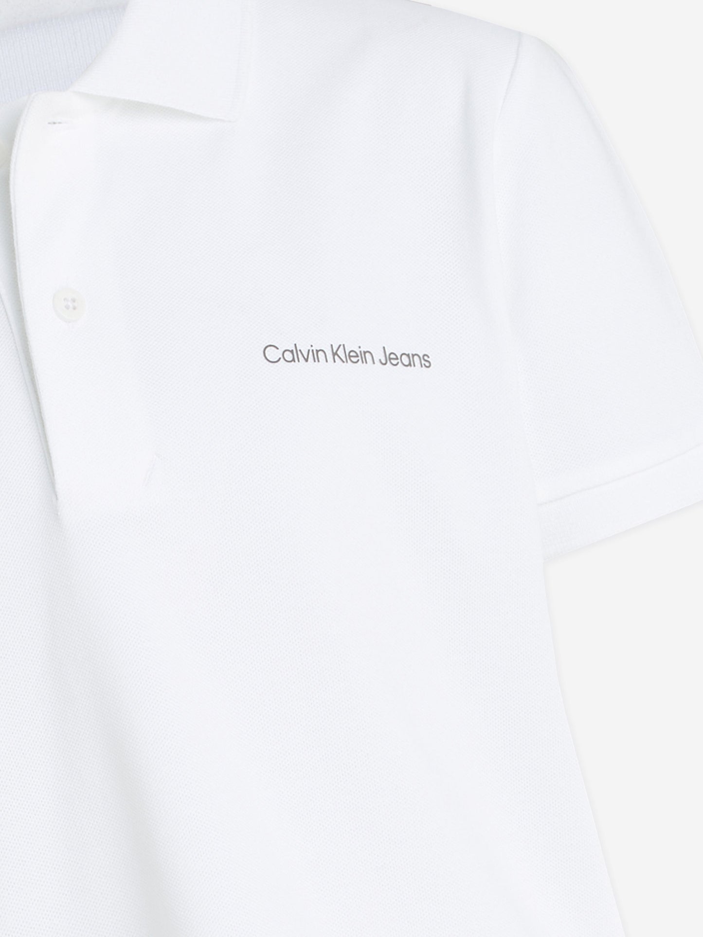 Calvin Klein Boys Minimalistic Logo Polo Shirt in White