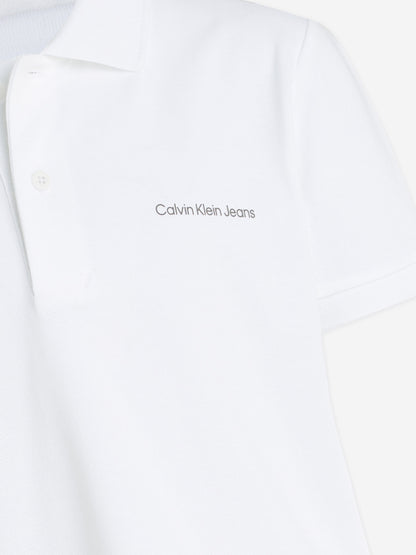 Calvin Klein Boys Minimalistic Logo Polo Shirt in White