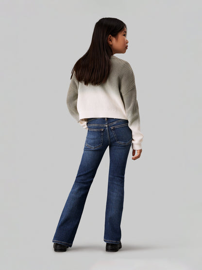 Calvin Klein Girls Mid Rise Flared Jeans in Blue