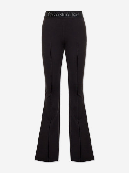 Calvin Klein Girls Punto Tape Flare Trousers in Black