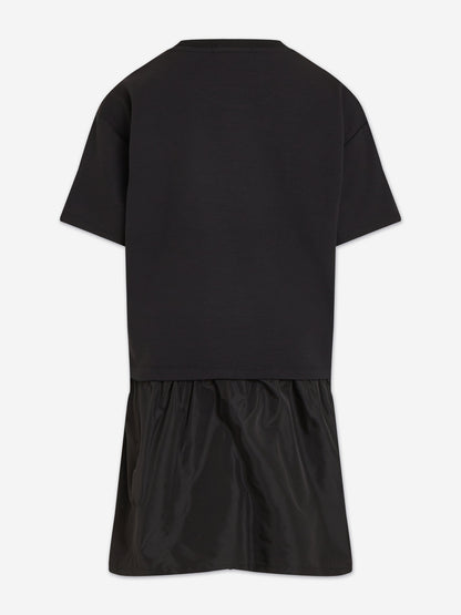 Calvin Klein Girls Mix Media Intarsia Dress in Black