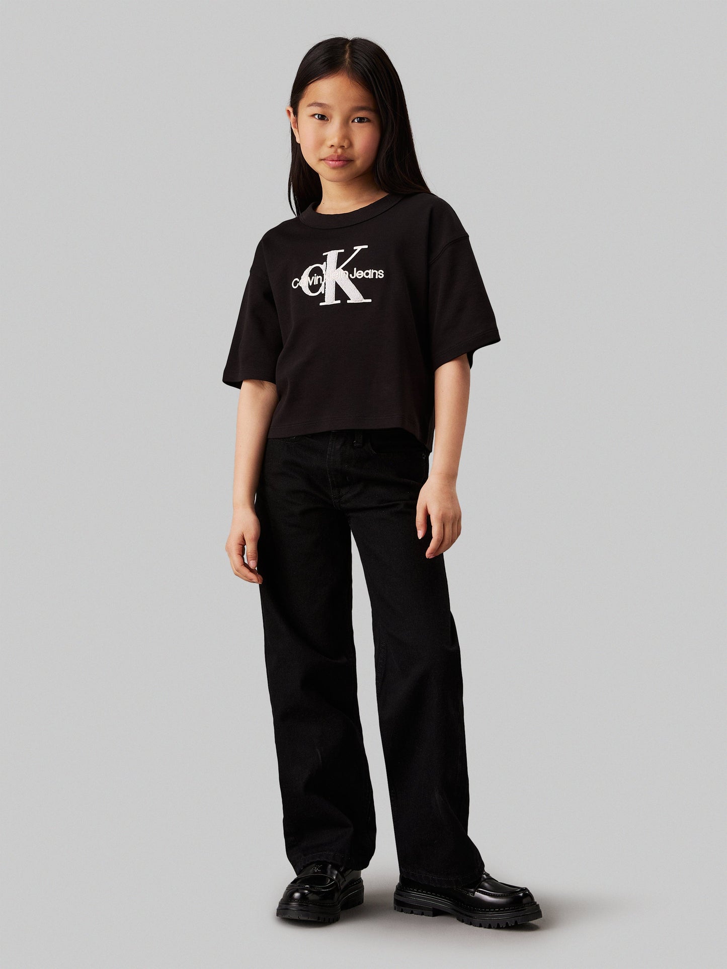 Girls Teddy Monologo T-Shirt in Black