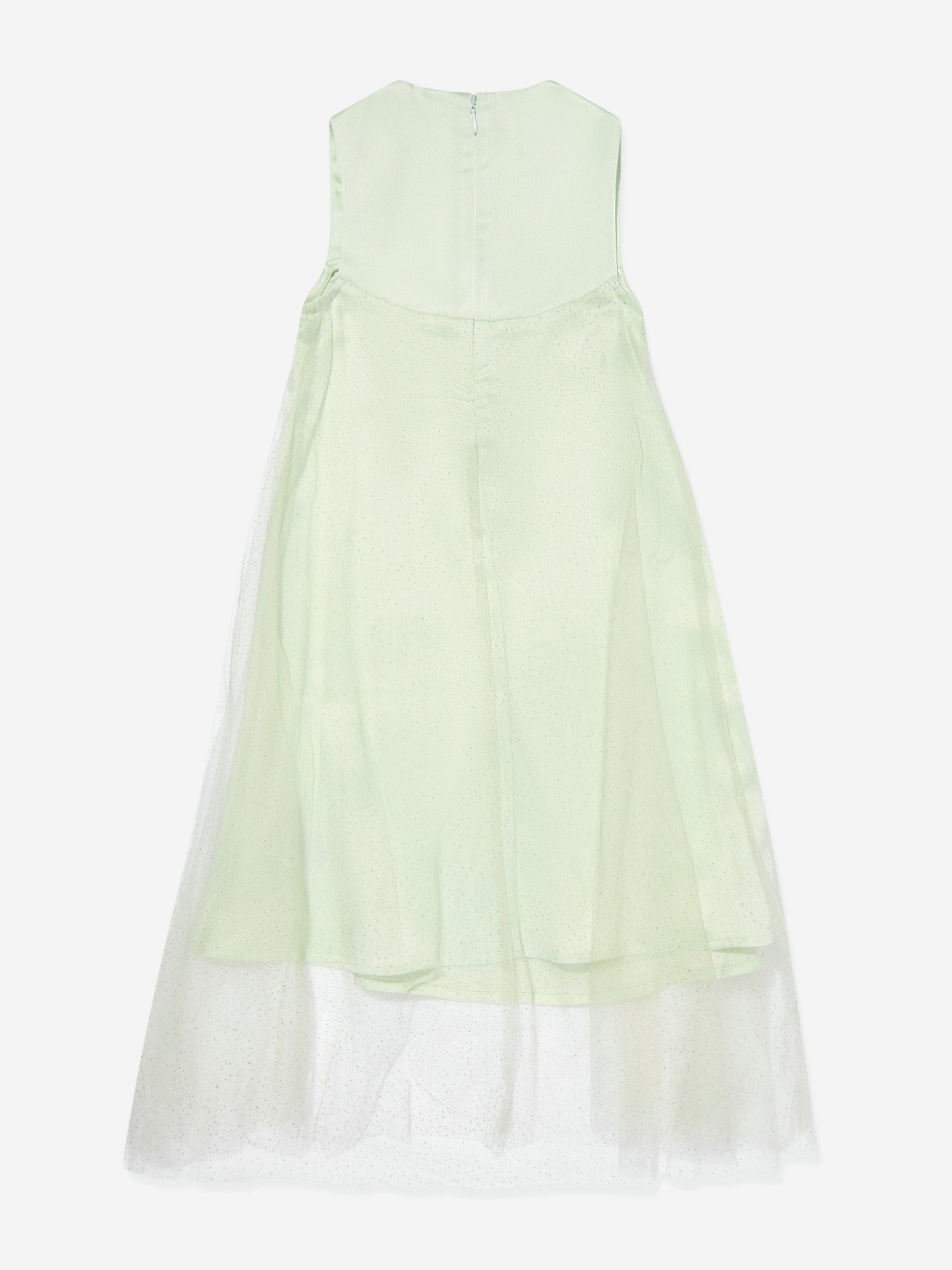 Calvin Klein Girls Shimmer Layered Dress in Green
