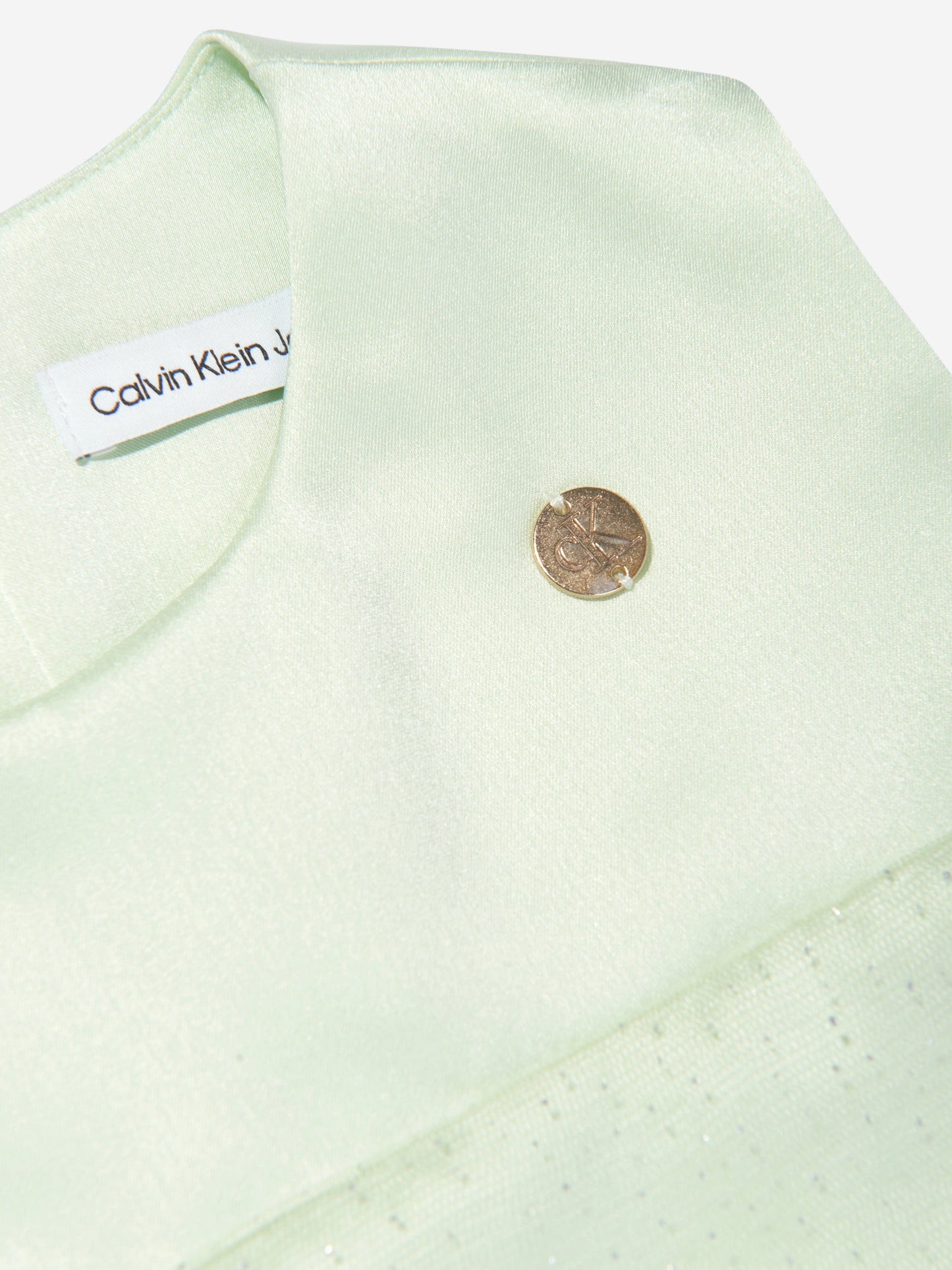 Calvin Klein Girls Shimmer Layered Dress in Green