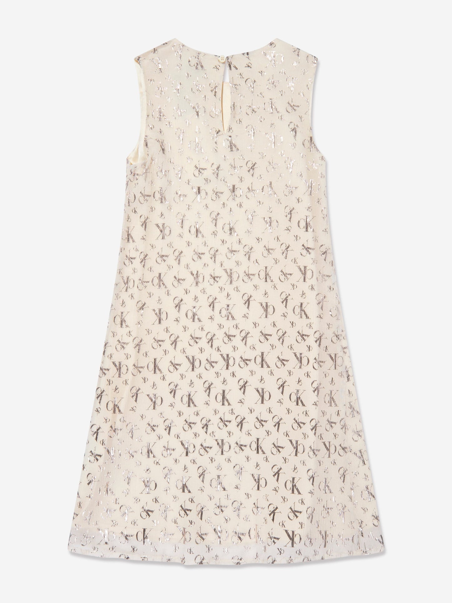 Calvin Klein Girls Metallic AOP Dress in Beige