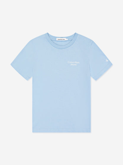 Calvin Klein Boys CKJ Stack Logo T-Shirt in Blue