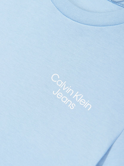Calvin Klein Boys CKJ Stack Logo T-Shirt in Blue