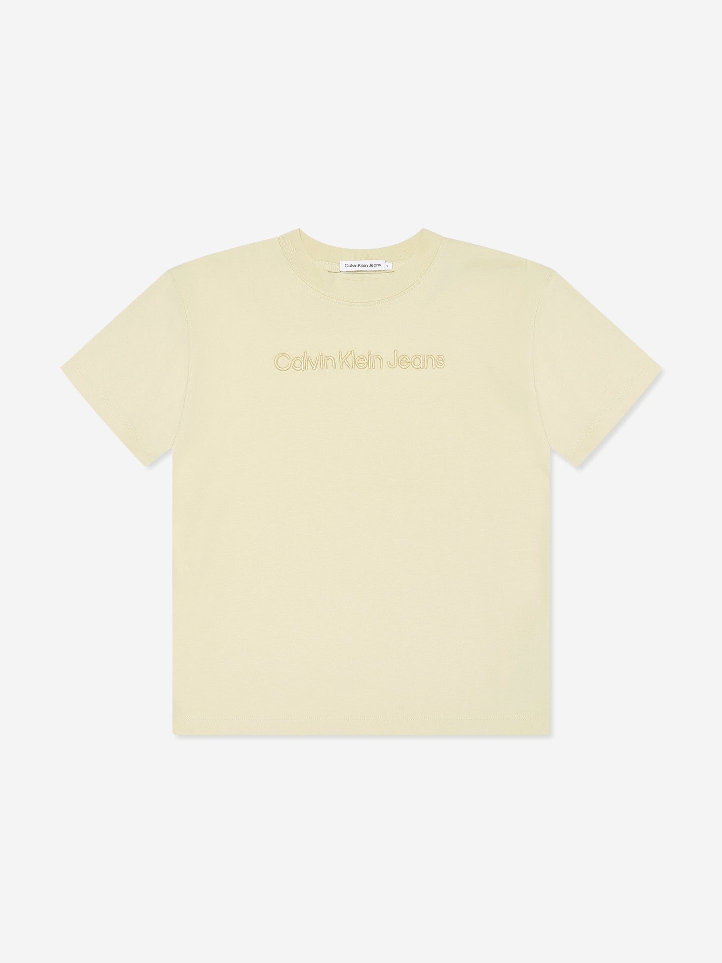 Calvin Klein 男童米色 3D 凸起刺绣 T 恤