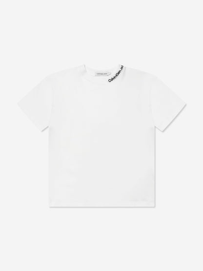 Calvin Klein Boys Intarsia Relaxed T-Shirt in White
