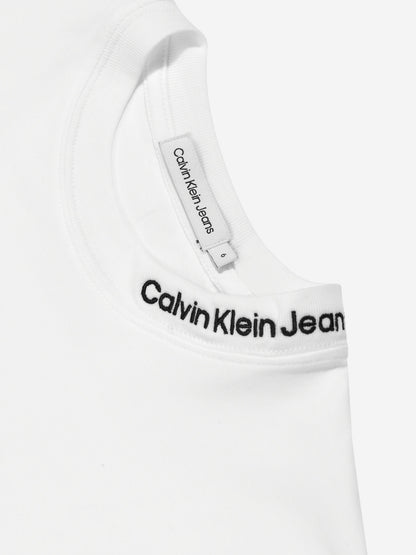 Calvin Klein Boys Intarsia Relaxed T-Shirt in White