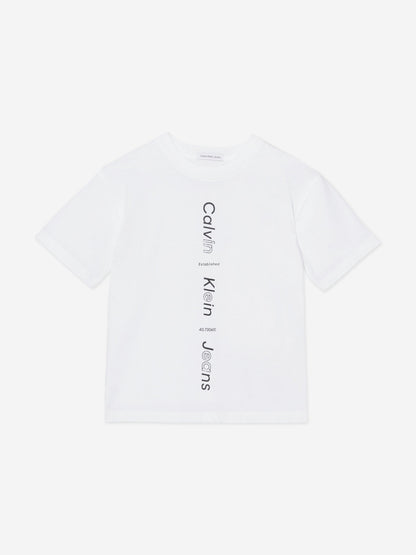 Calvin Klein Boys Maxi Logo Relaxed T-Shirt in White