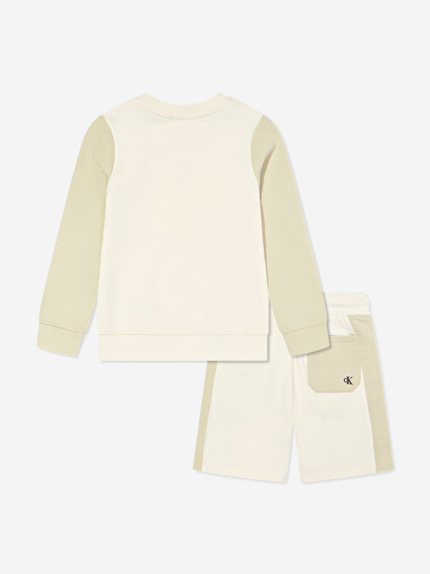 Calvin Klein Boys Colourblock Shorts Set in Beige