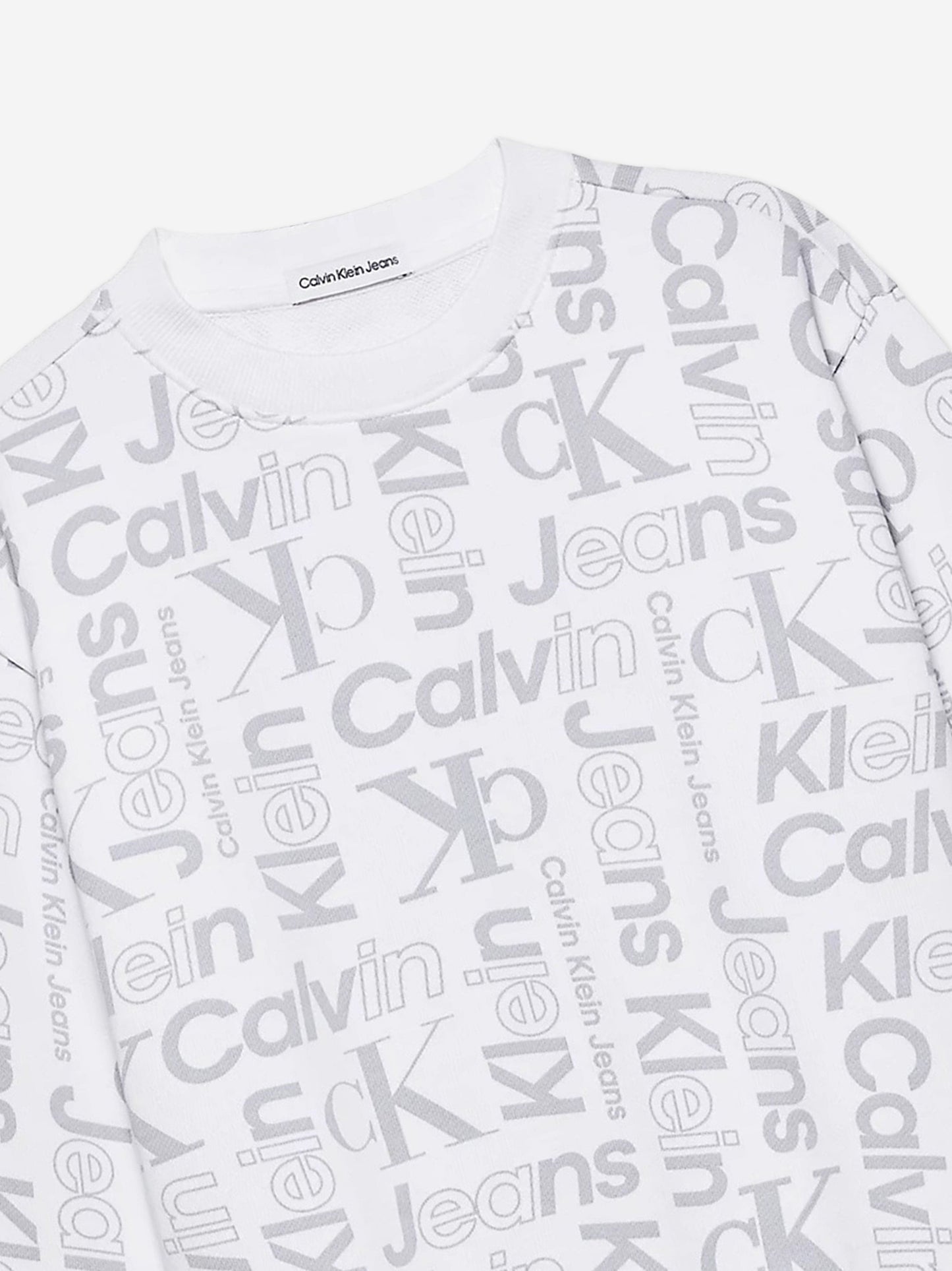 Calvin Klein Boys Institutional CK Logo Sweatshirt in White