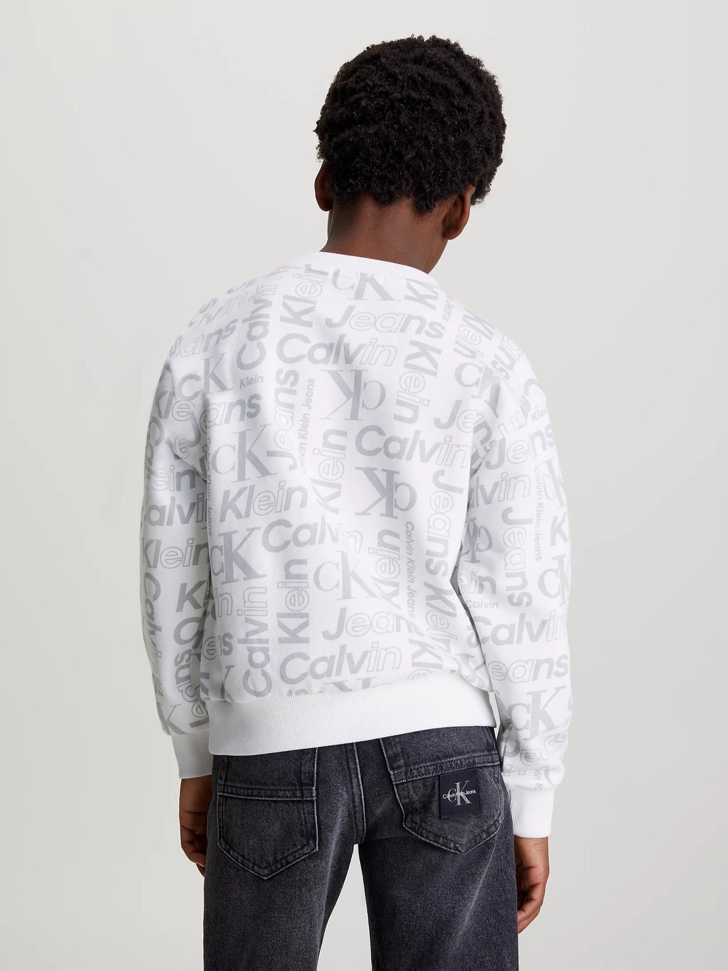 Calvin Klein Boys Institutional CK Logo Sweatshirt in White