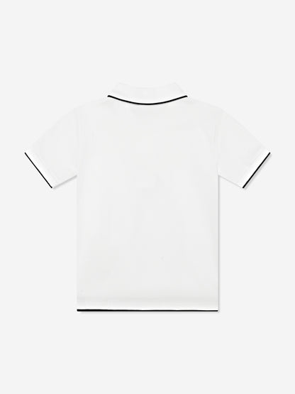 Calvin Klein Boys Intarsia Logo Pique Polo Shirt in White