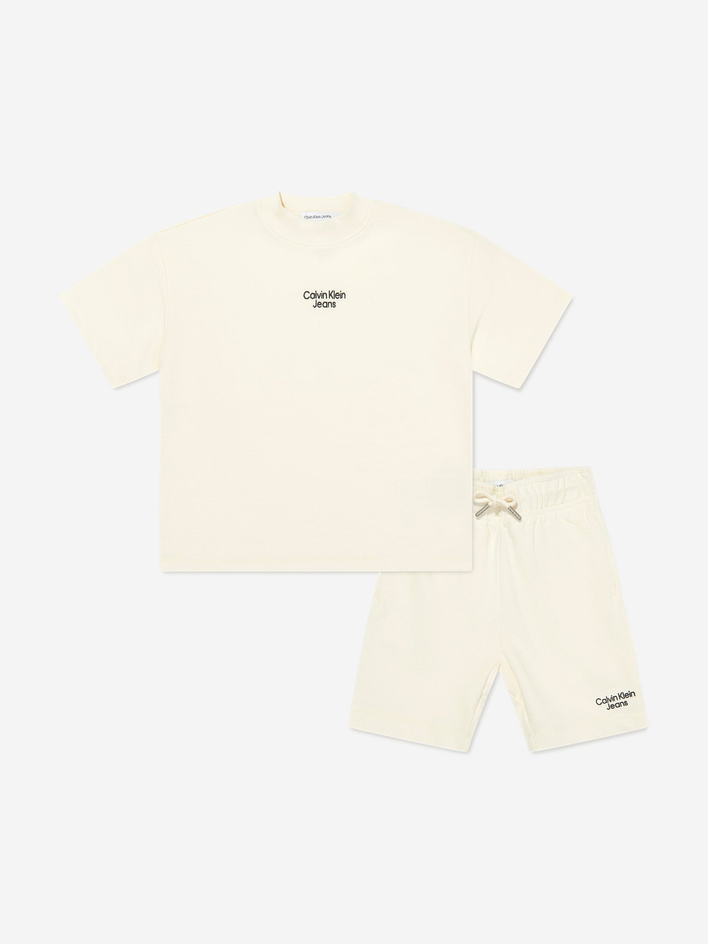 Calvin Klein Boys Ottoman Relaxed Shorts Set in Beige