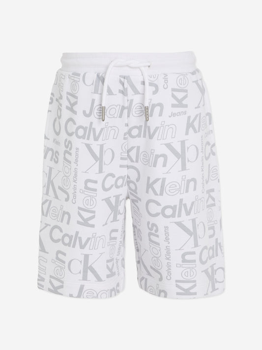 Calvin Klein Boys Institutional CK Logo Shorts in White