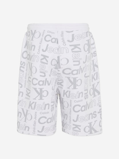 Calvin Klein Boys Institutional CK Logo Shorts in White