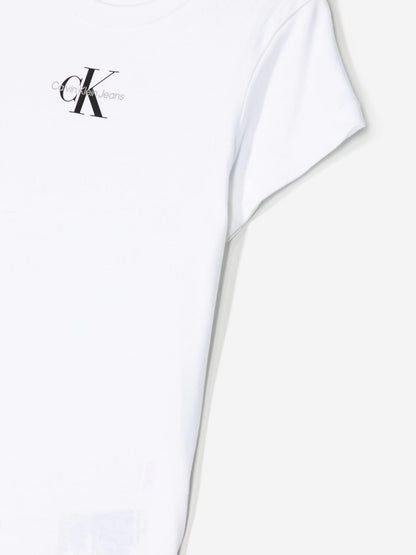 Calvin Klein Girls Micro Monogram Top in White