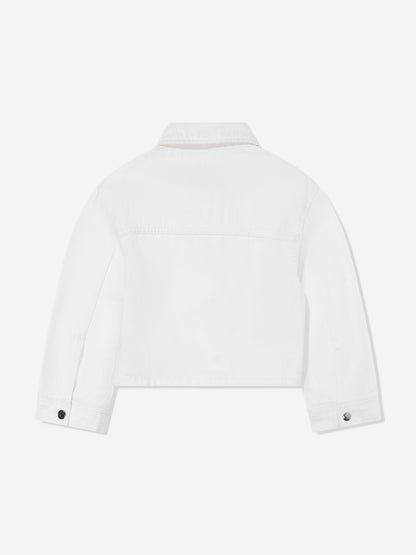 Calvin Klein Girls Button Denim Jacket in Ivory