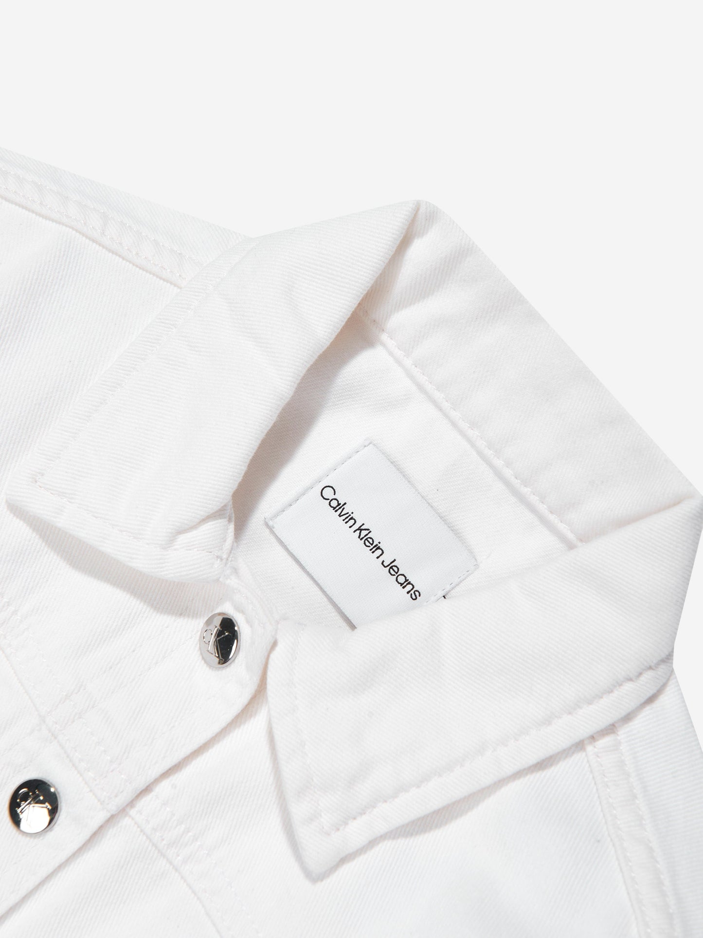 Calvin Klein Girls Button Denim Jacket in Ivory