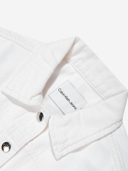 Calvin Klein Girls Button Denim Jacket in Ivory