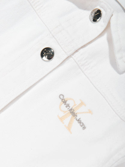 Calvin Klein Girls Button Denim Jacket in Ivory