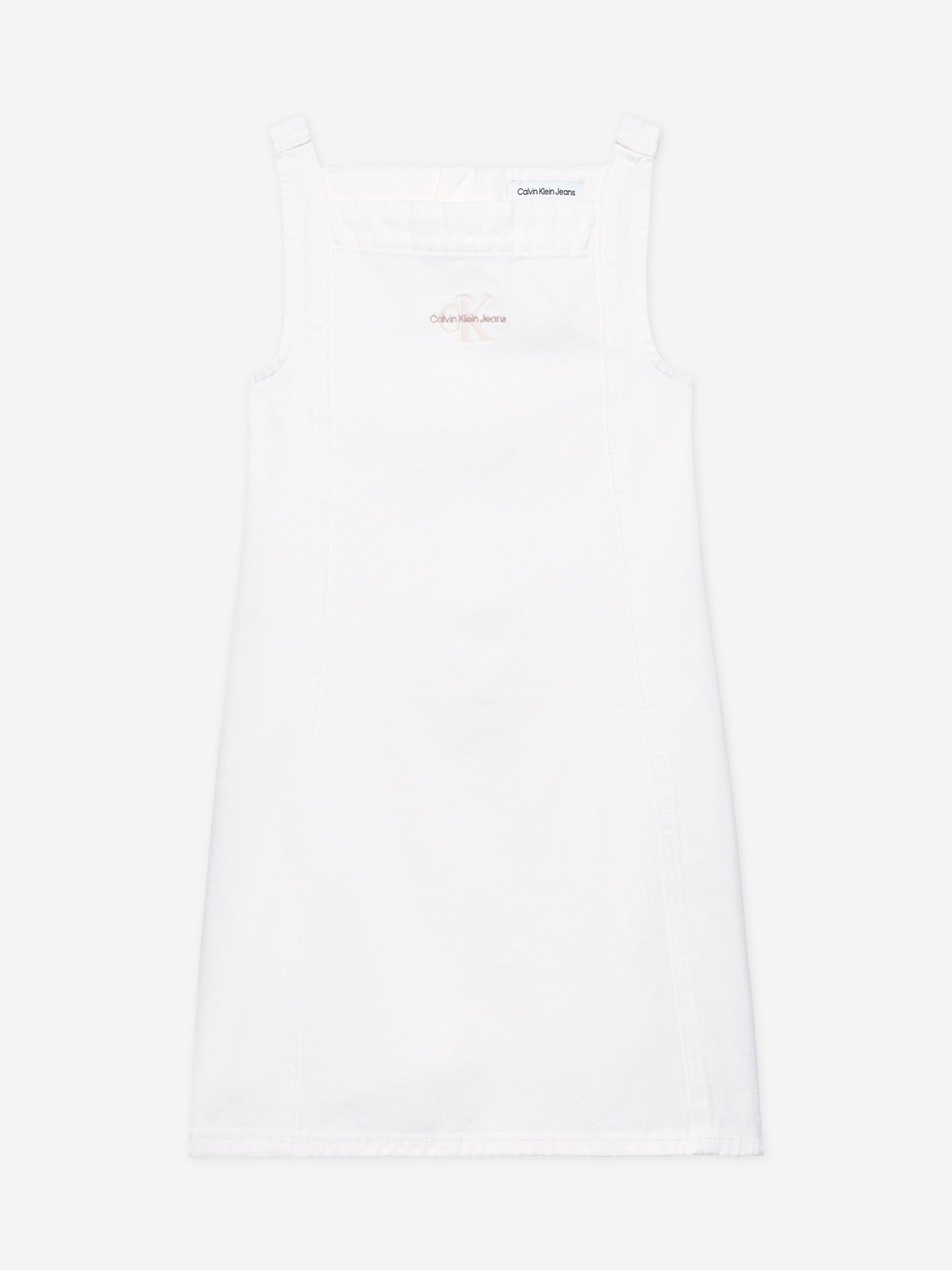 Calvin Klein Girls Button Denim Dress in Ivory