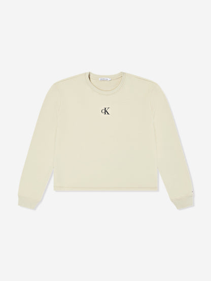Calvin Klein Girls CK Logo Sweatshirt and Shorts Set in Green