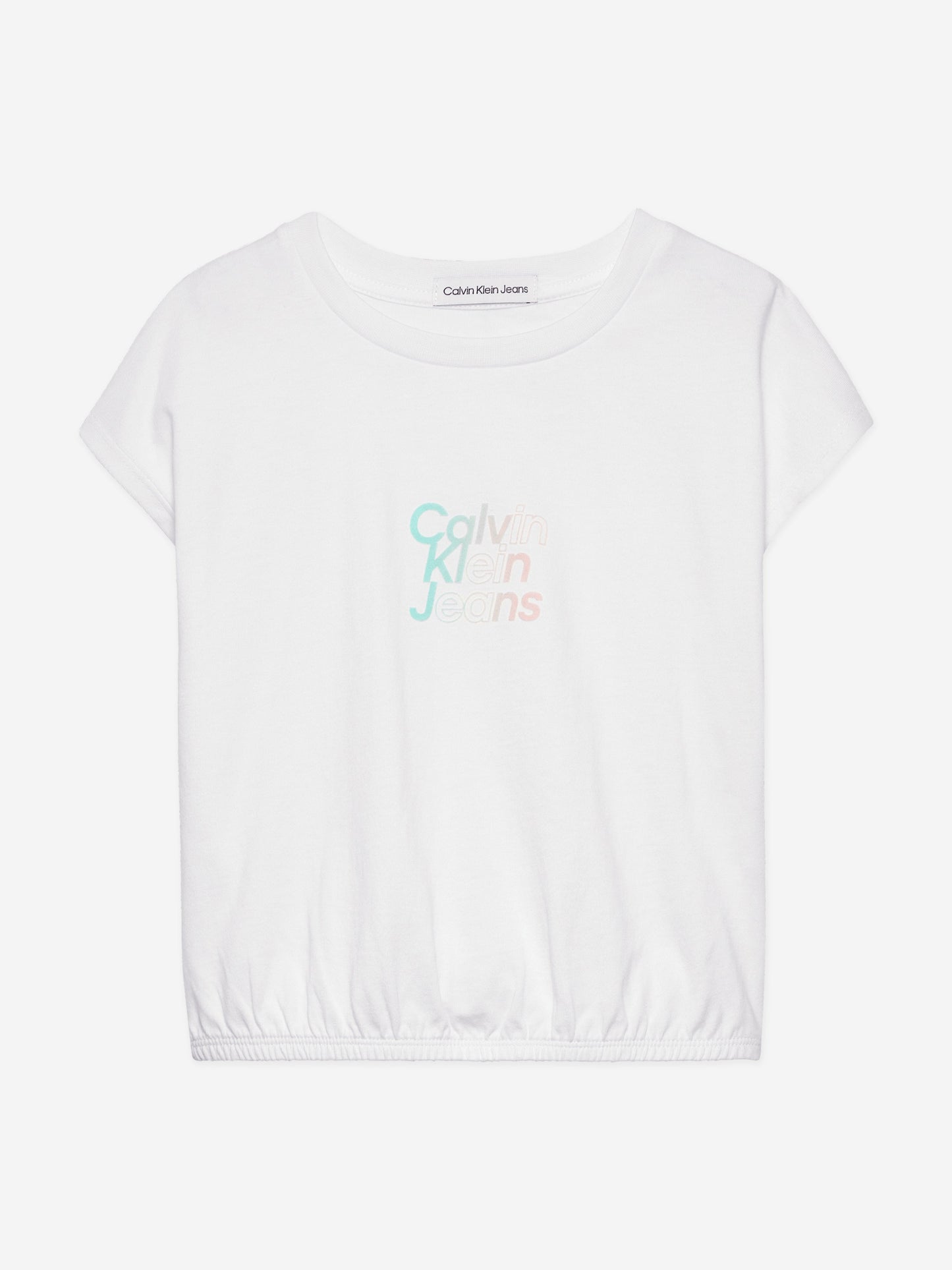 Calvin Klein Girls Gradient Flock Boxy T-Shirt in White