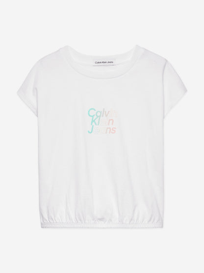 Calvin Klein Girls Gradient Flock Boxy T-Shirt in White