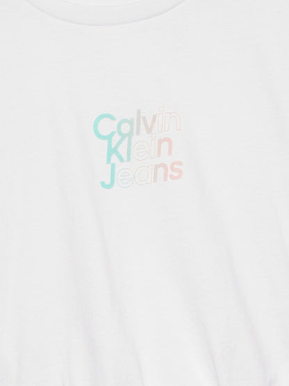 Calvin Klein Girls Gradient Flock Boxy T-Shirt in White