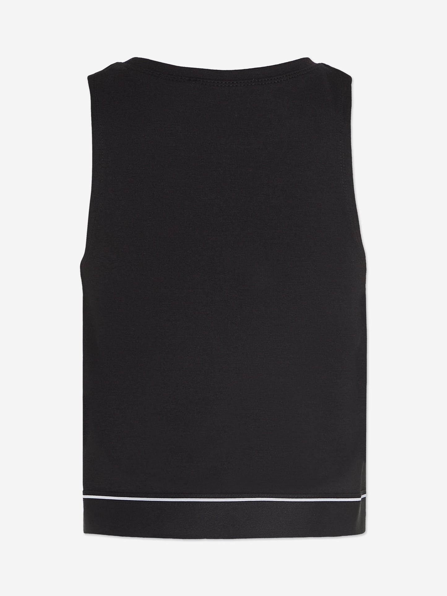 Calvin Klein Girls Logo Tape Sleeveless Punto Top in Black
