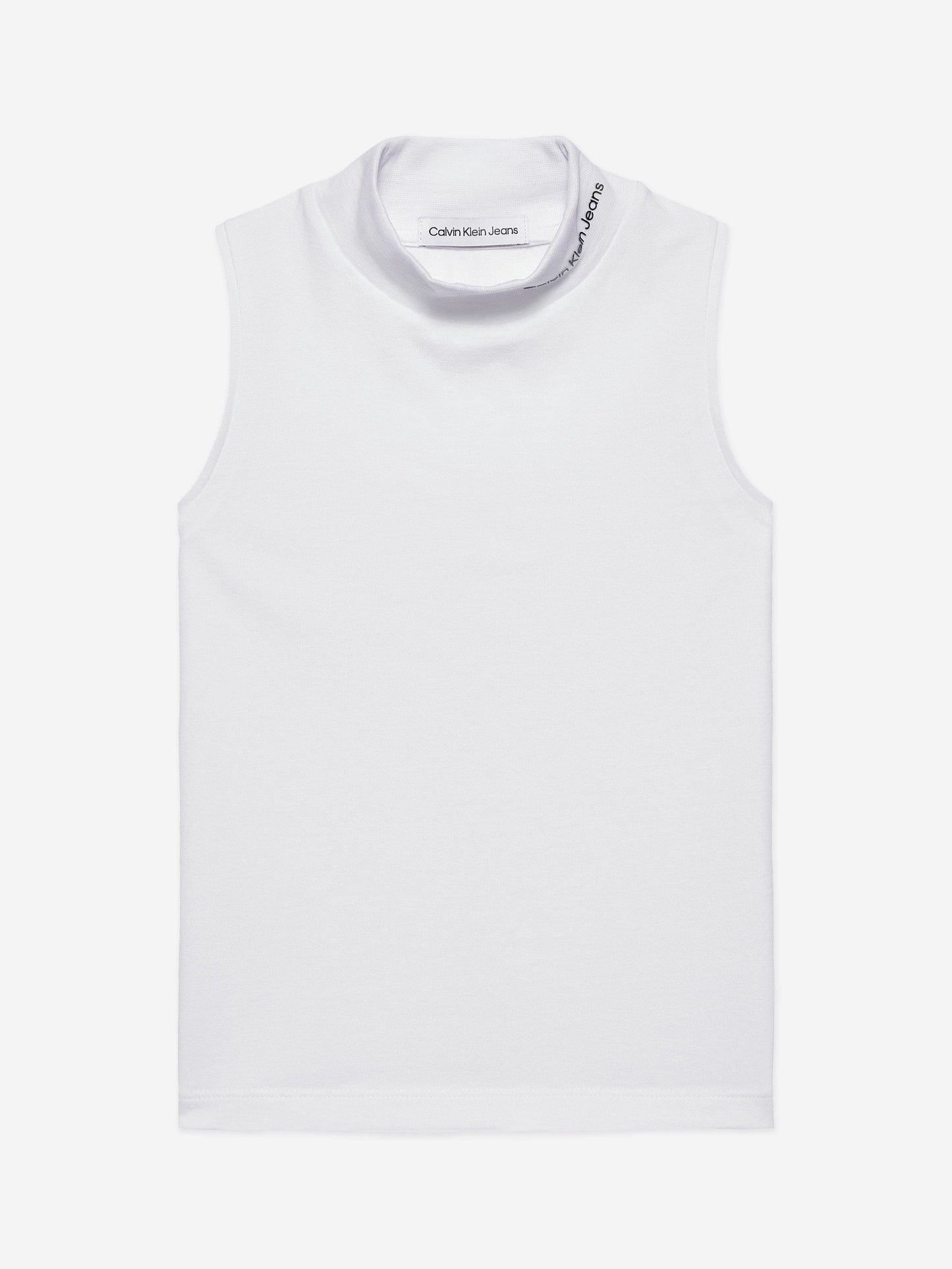 Calvin Klein Girls CKJ Logo Mockneck Tank Top in White